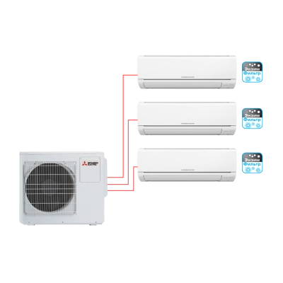 Мульти сплит-система 2*MSZ-HJ25VA ER1+MSZ-HJ35VA ER1+MXZ-3HJ50VA ER1